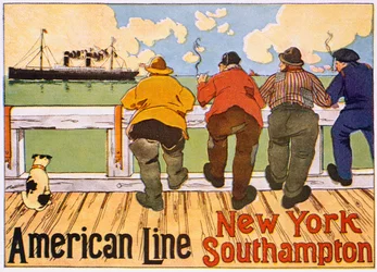 ポスター広告「アメリカンライン、ニューヨークからサウサンプトン」、1905